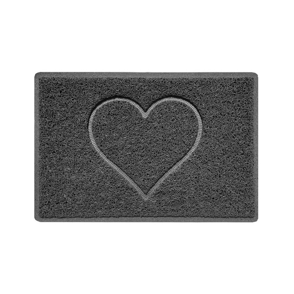 Nicoman (60 X 40 Cm, Rubber (Indoor)) Heart Spaghetti Coil Welcome Door Mat In Dark Grey