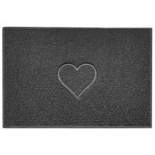 (120 x 80 cm, Rubber (Indoor)) HEART Spaghetti Coil Welcome Door Mat in Dark Grey
