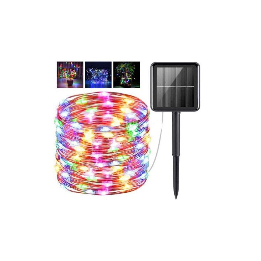 11145 Solar-Powered String Of 100 Multi Coloured Led Fairy Lights - 10M Outdoor Waterproof Decoration Multicoloured