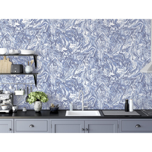 Arthouse DUTCH WALLCOVERINGS Wallpaper Liquid Marble Blue Wall Covering Panel Sheet 1