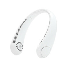 (White) Mini Bladeless Neck Fan USB Rechargeable Quiet Sports Portable Fans Home Outdoor