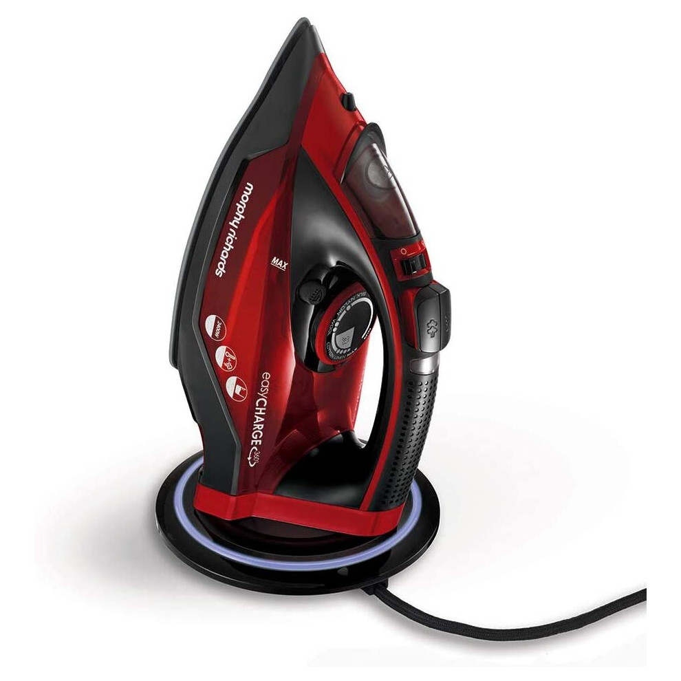 Morphy Richards 303250 Cordless Steam Iron easyCHARGE 360 Cord-Free, 2400 W, Red/Black