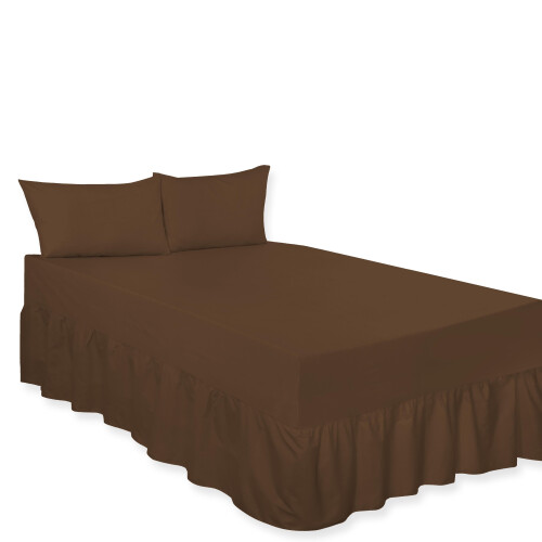 (Chocolate, Single) Premium Percale Polycotton Plain Fitted Valance Sheets. Colourful Bedding Ideal for Bed Room Home Décor Sheets.