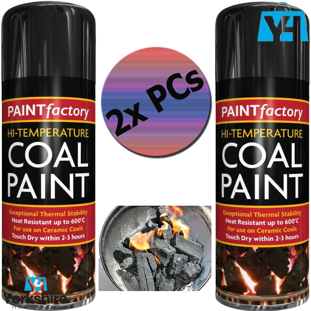 (2 X Pcs) 400ml Heat Resistant Coal Spray Paint 600Â°C Black