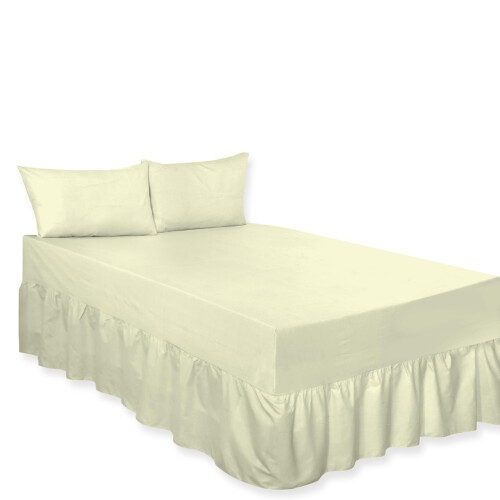 (Cream, Single) Premium Percale Polycotton Plain Fitted Valance Sheets. Colourful Bedding Ideal for Bed Room Home Décor Sheets.