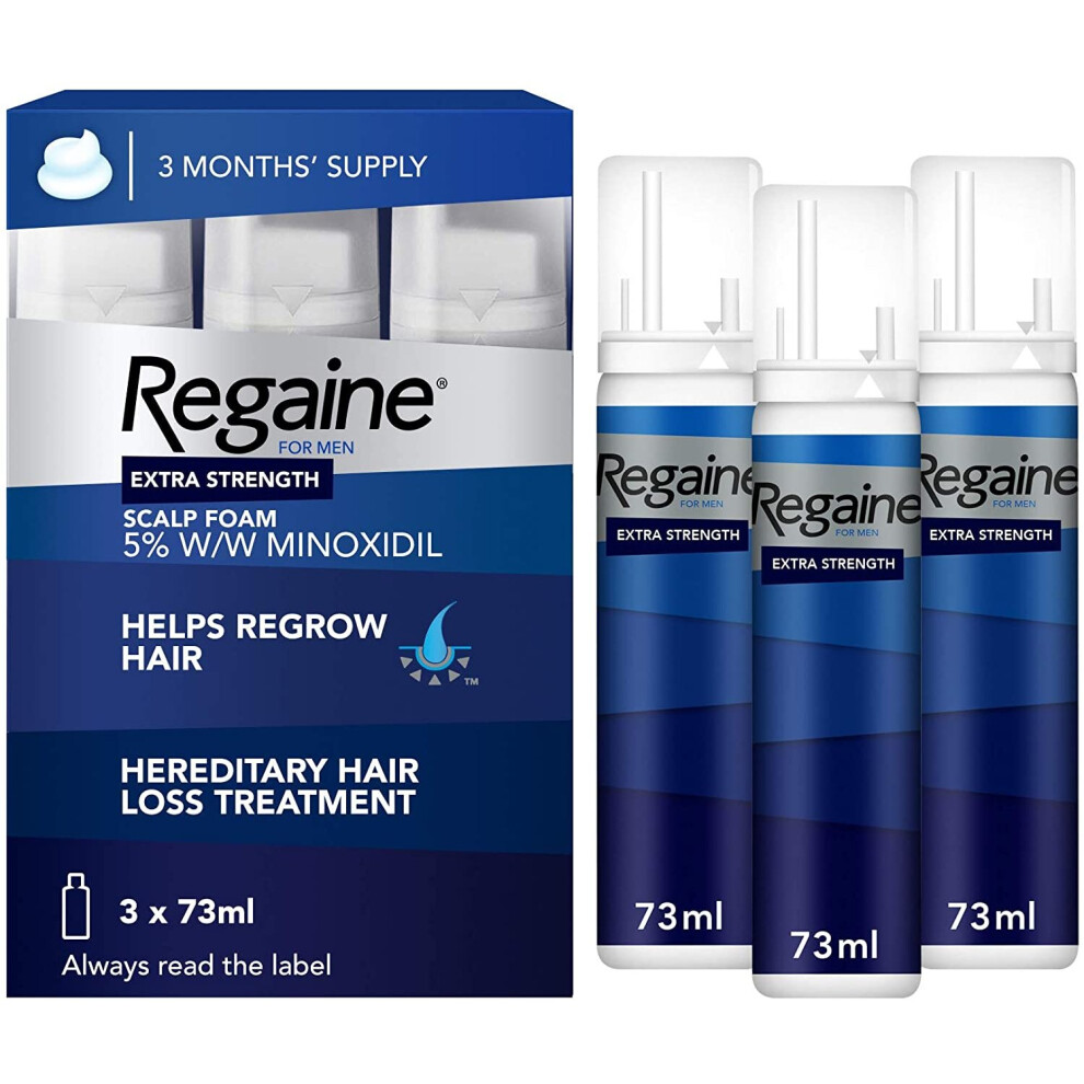 Regaine for Men Extra Strength Scalp Foam | Three Months Supply 3x73ml