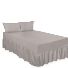 (Grey, Single) Premium Percale Polycotton Plain Fitted Valance Sheets. Colourful Bedding Ideal for Bed Room Home Décor Sheets.