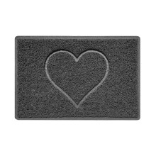 (60 x 40 cm, Unbacked (Outdoor)) HEART Spaghetti Coil Welcome Door Mat in Dark Grey