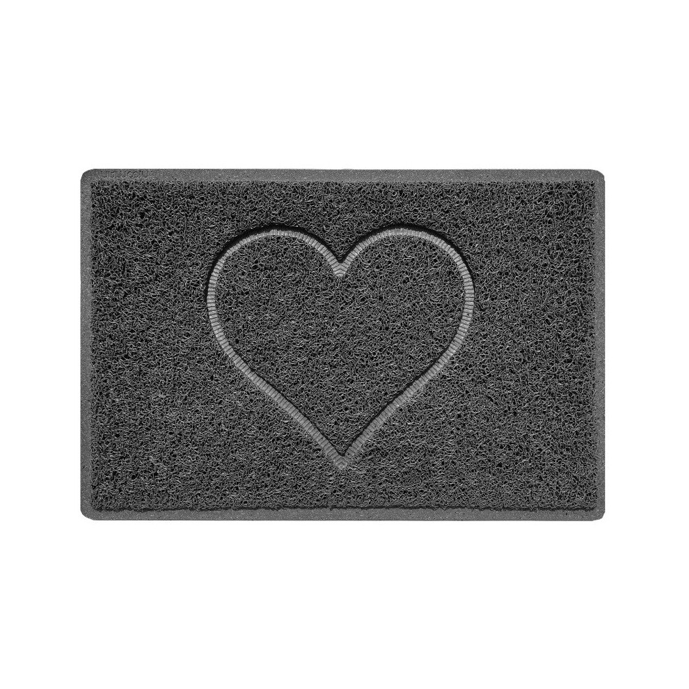 (60 x 40 cm, Unbacked (Outdoor)) HEART Spaghetti Coil Welcome Door Mat in Dark Grey