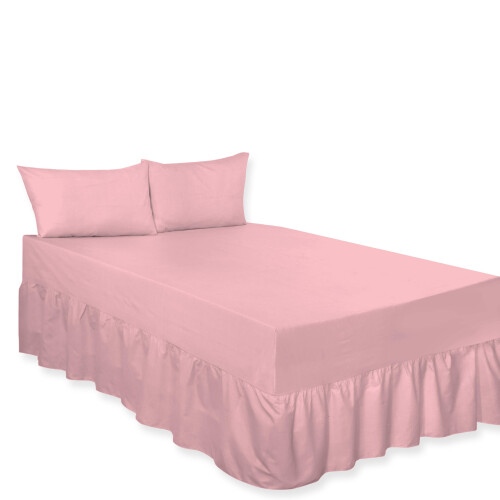 (Pink, Single) Premium Percale Polycotton Plain Fitted Valance Sheets. Colourful Bedding Ideal for Bed Room Home Décor Sheets.