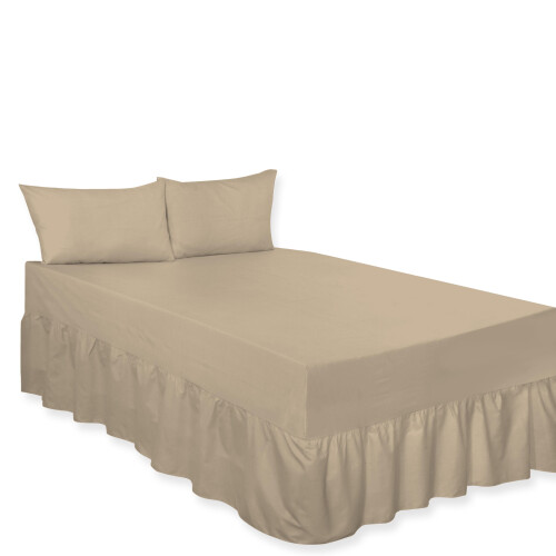 (Latte, King) Premium Percale Polycotton Plain Fitted Valance Sheets. Colourful Bedding Ideal for Bed Room Home Décor Sheets.