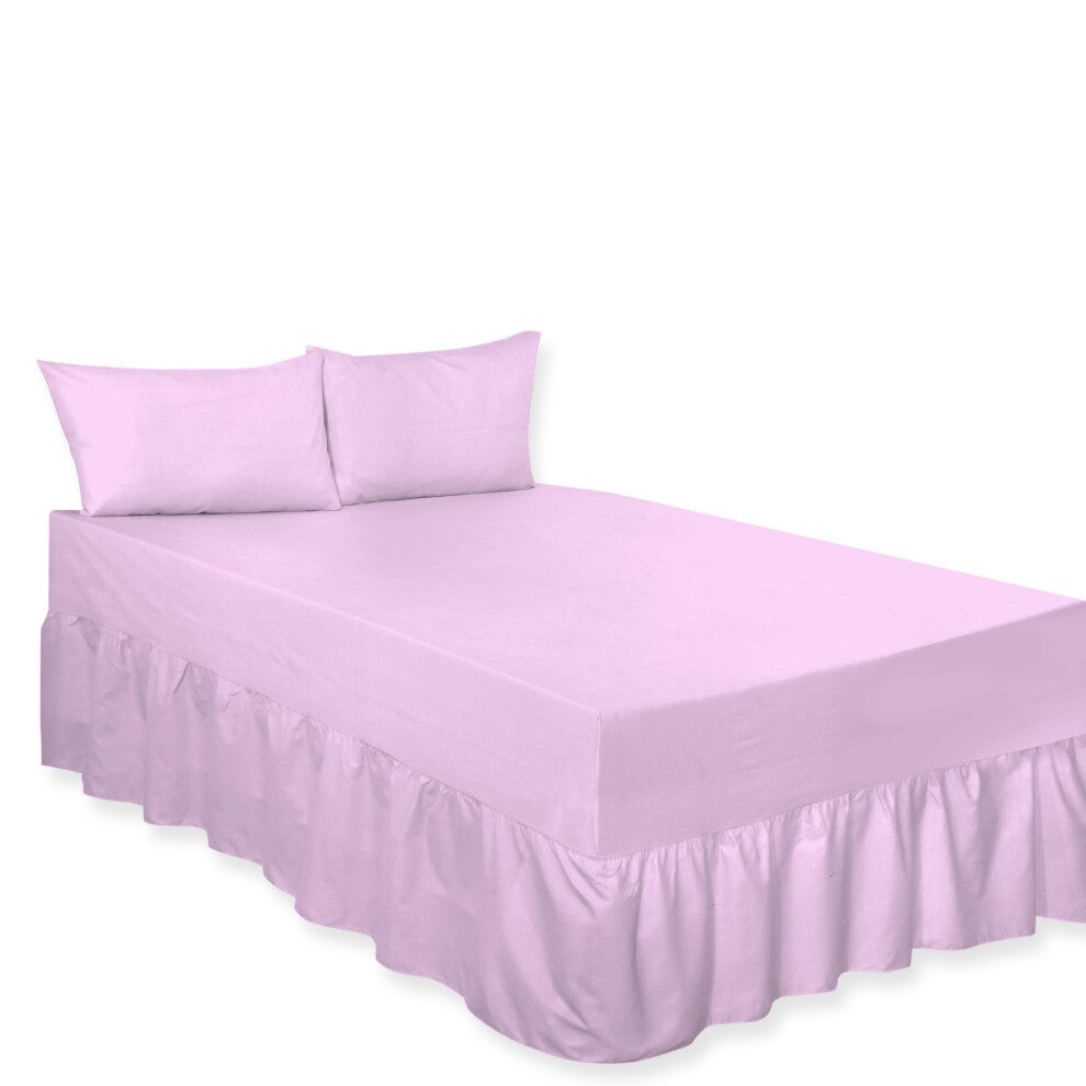 (Lilac, King) Premium Percale Polycotton Plain Fitted Valance Sheets. Colourful Bedding Ideal for Bed Room Home Décor Sheets.