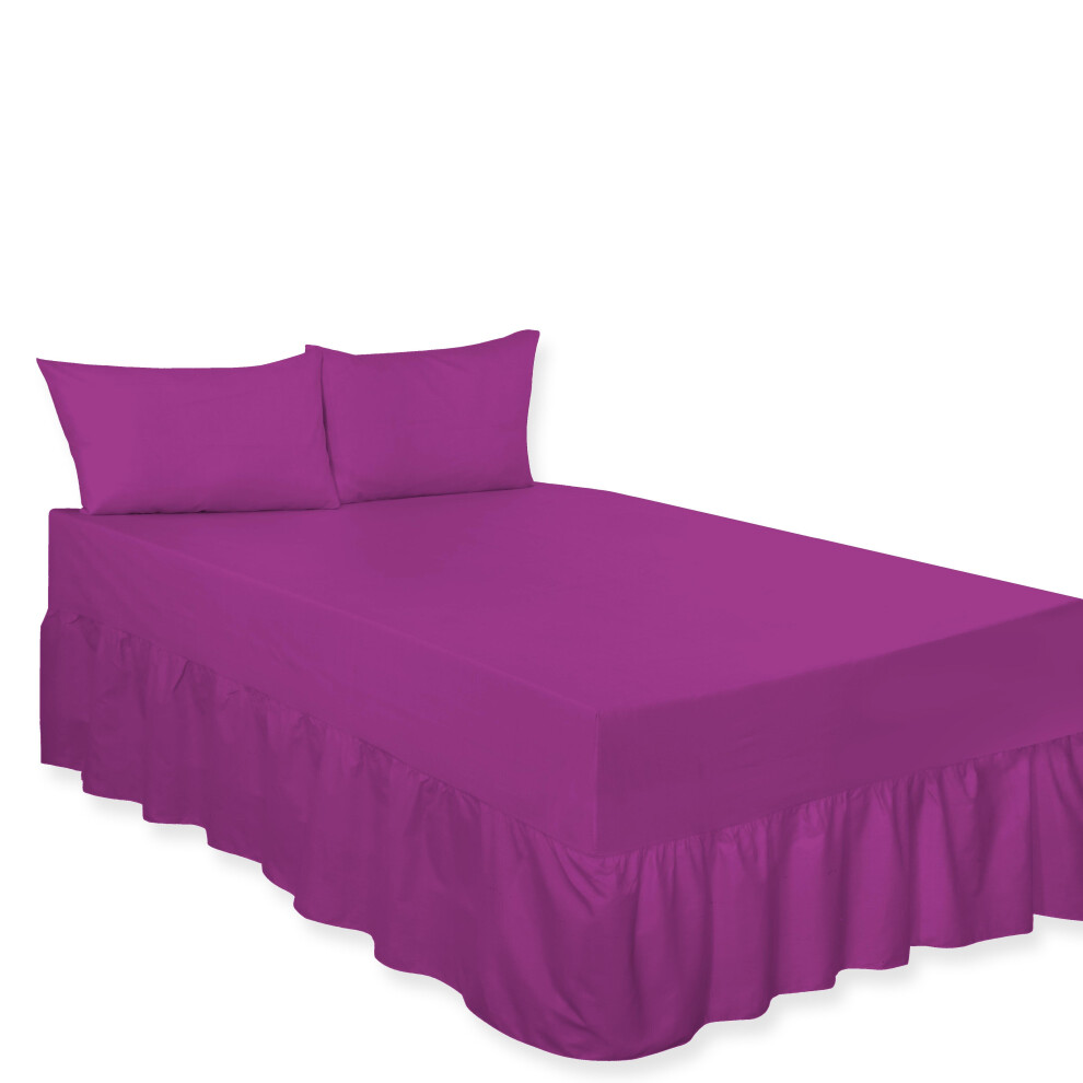 (Fitted Valance Sheet Plum King) Premium Percale Polycotton Plain Fitted Valance Sheets. Colourful Bedding Ideal for Bed Room Home DÃ©cor Sheets.