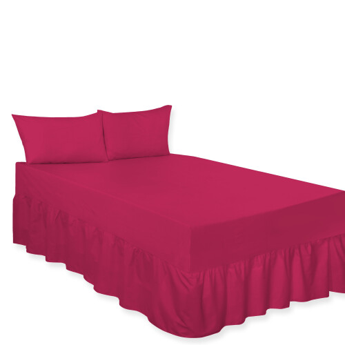 (Fuchsia, King) Premium Percale Polycotton Plain Fitted Valance Sheets. Colourful Bedding Ideal for Bed Room Home Décor Sheets.