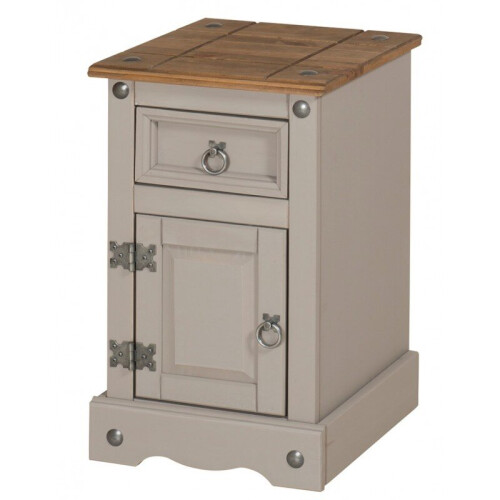 Mercers Furniture Corona Grey Narrow Pot Cupboard Bedside Cabinet Solid Wood Pine 2