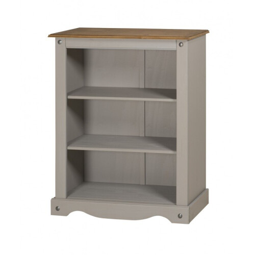 Mercers Furniture Corona Grey Wax Small Bookcase Storage Solid Wood Pine Furniture 1
