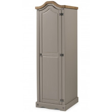 Corona Grey Wax 1 Door Arch Top Wardrobe Solid Pine Bedroom Furniture