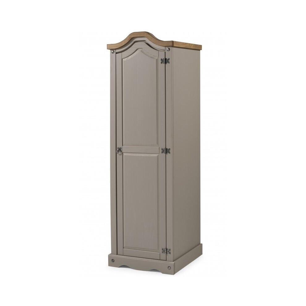Mercers Furniture Corona Wax 1 Door Arch Top Wardrobe Solid Pine Bedroom Furniture Grey