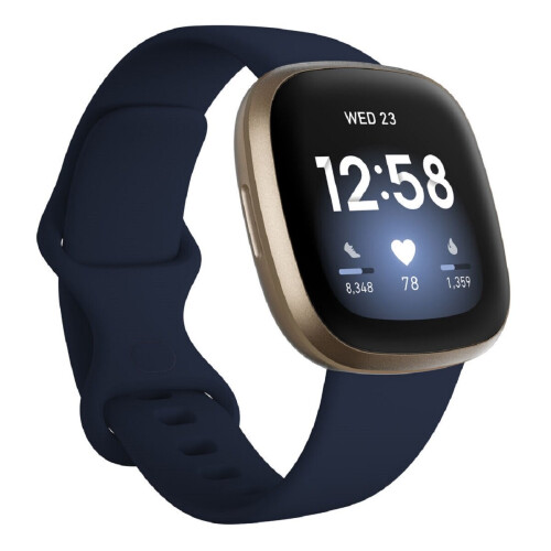 FitBit Versa 3 Health and Fitness Smartwatch - Blue / Soft Gold Aluminium