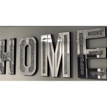 Mirrored Diamond Crushed Crystal Mirror Diamond HOME Letters Wall Art