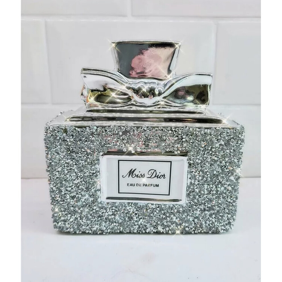 Sparkle Palace Crushed Diamond Crystal Stunning Bottle, Shelf Sitter!, Sparkly Silver