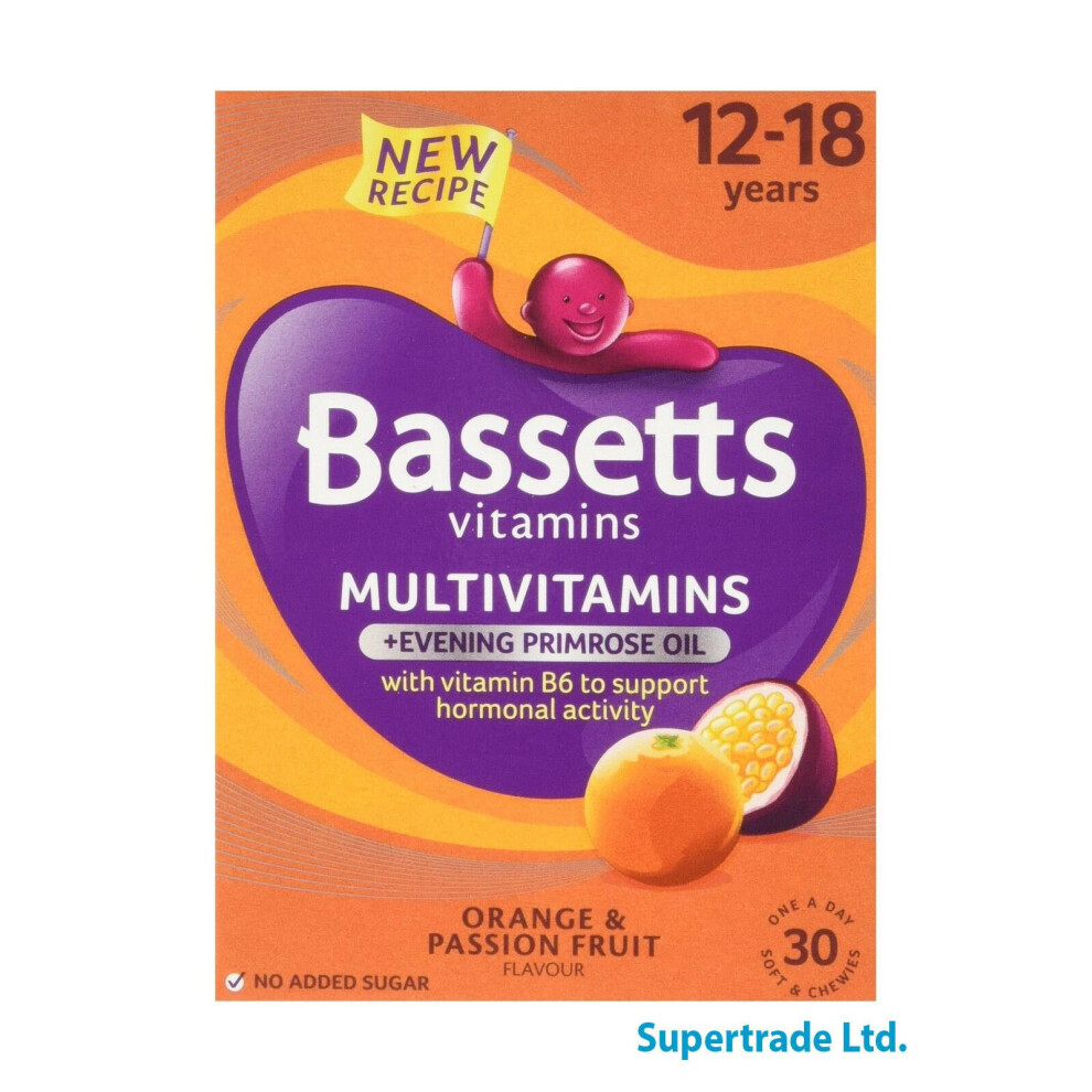 2 X Bassetts 12-18 Multi Vitamin Plus Evening Primrose Oil 30 Orange & Passion