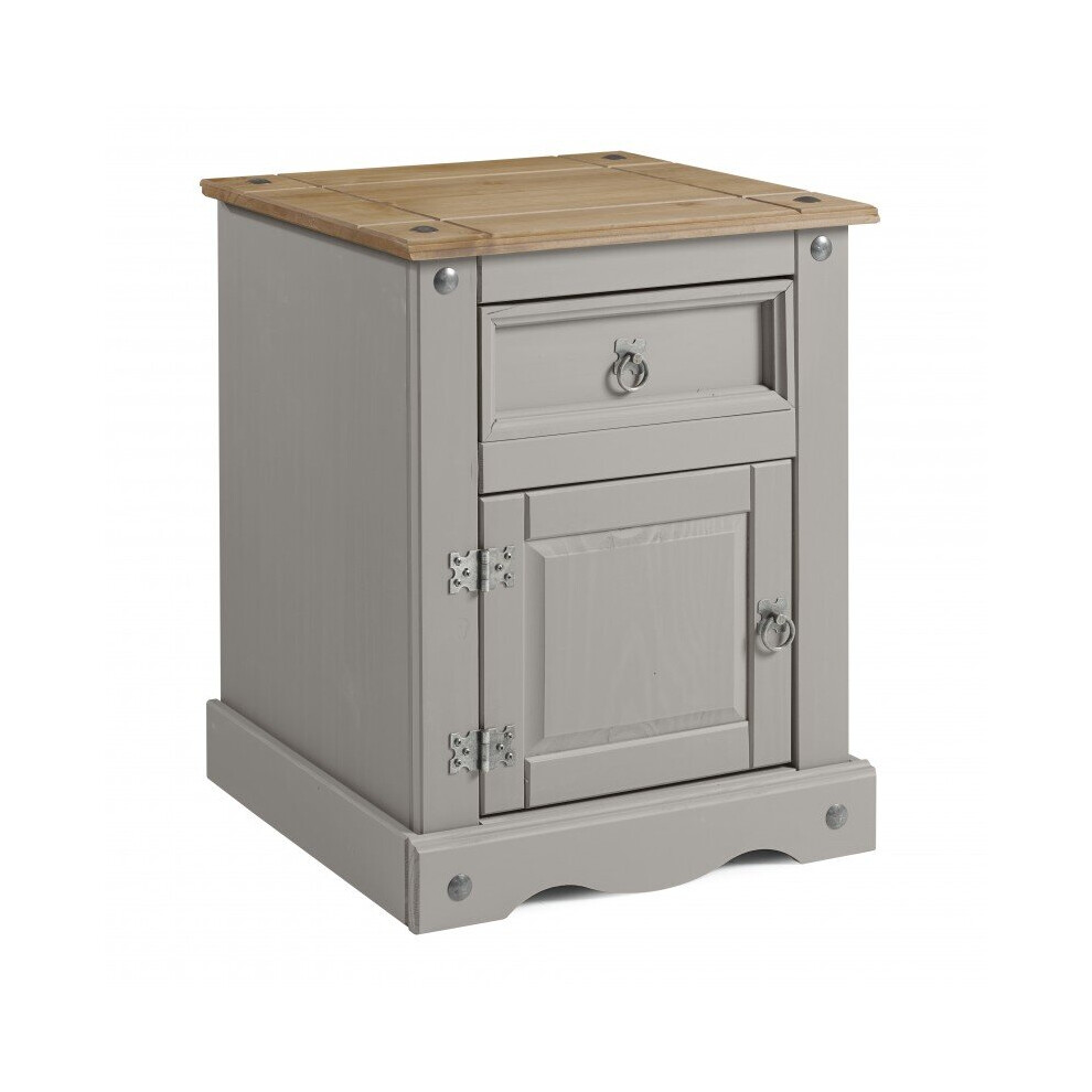 Corona Grey Wax Pot Cupboard Bedside Pine Bedroom Furniture