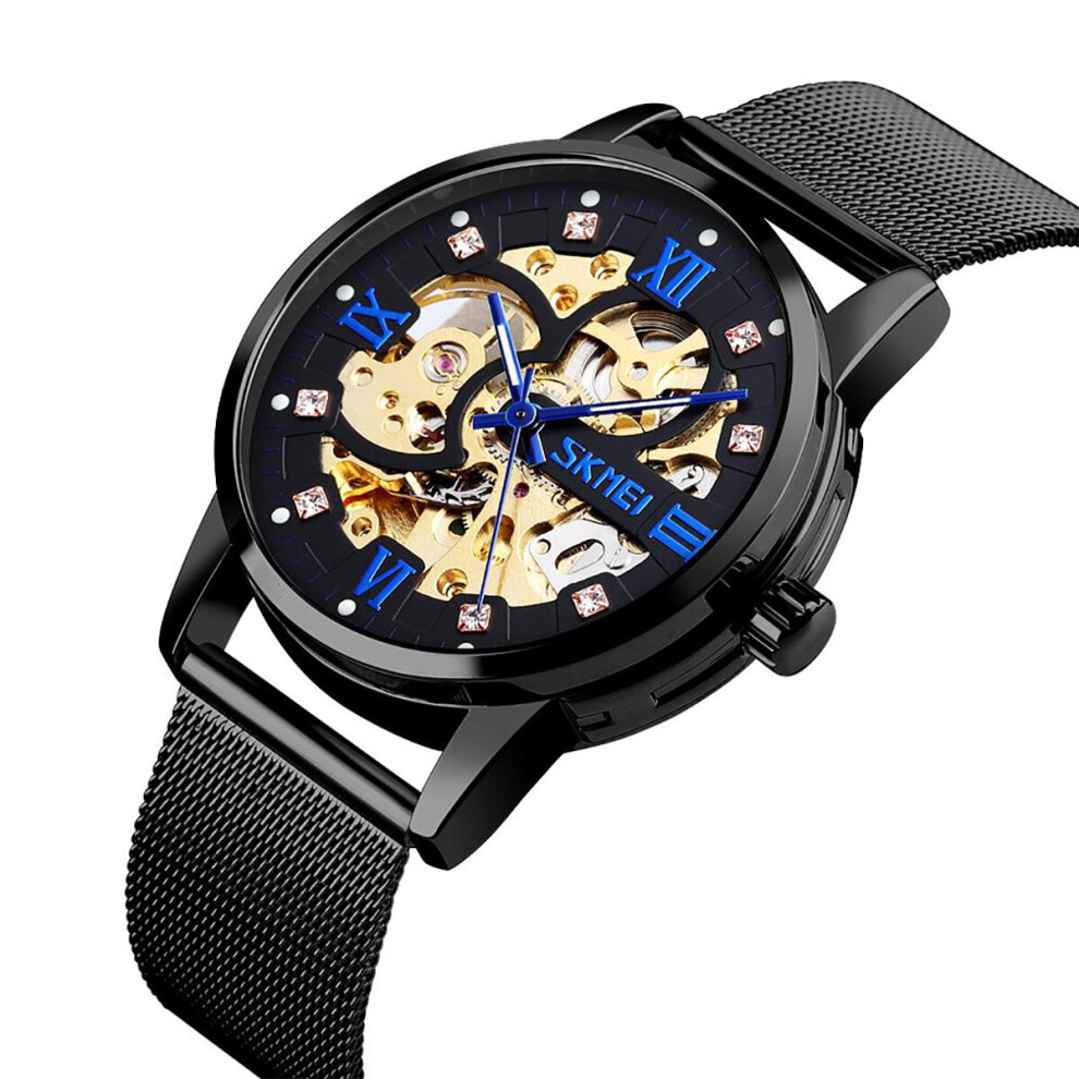 black--skmei-men-s-automatic-movement-skeleton-steampunk-watch-metal-mesh-strap-crystal-markers-sk9199