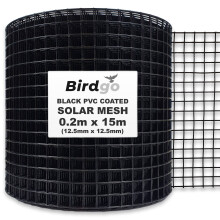 Birdgo 15m 0.2m Black PVC Coated Galvanised Mesh for Pigeon Bird Proofing of Solar Panels