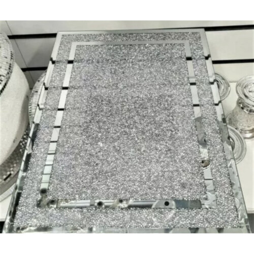 New Large Silver Diamond-Crystal Filled Chopping & Serving Board - Sparkling Kitchen Accent