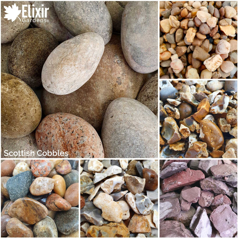 (Scottish Cobbles, 10kg) Elixir Gardens |Decorative Stone | Coloured Pebbles Cobbles Slate Gravel Chippings Aggregates | 1kg, 5kg, 10kg, 20kg Bags