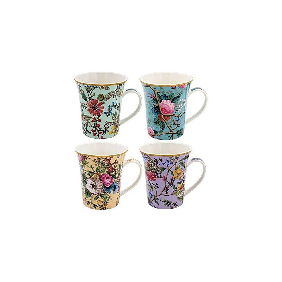 Set of 4 Floral China Mugs Gift Box William Kilburn Flower Design Gift Mum Nan