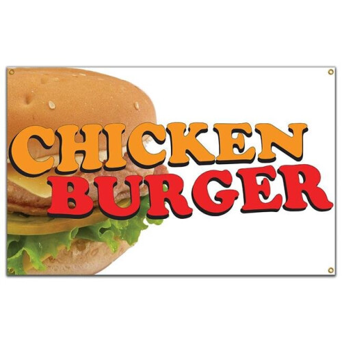 SignMission B-60 Chicken Burger19 60 In. Chicken Burger Banner With ...