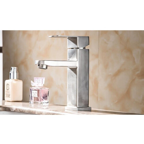 Modern Bathroom Square Mini Mono Basin Sink Mixer Tap Brass Chrome 2