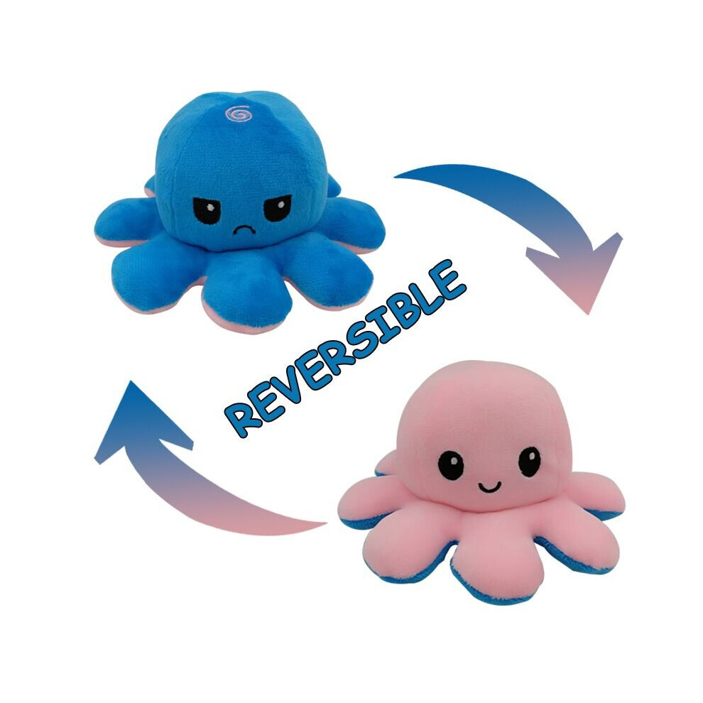 (Pink + Blue) Double-Sided Flip Reversible Octopus Plush Toy