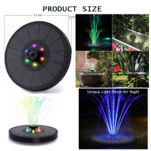 Bomba de água para plantas com painel solar Bomba de água para fonte de jardim, piscina, lagoa e aquário com luzes LED