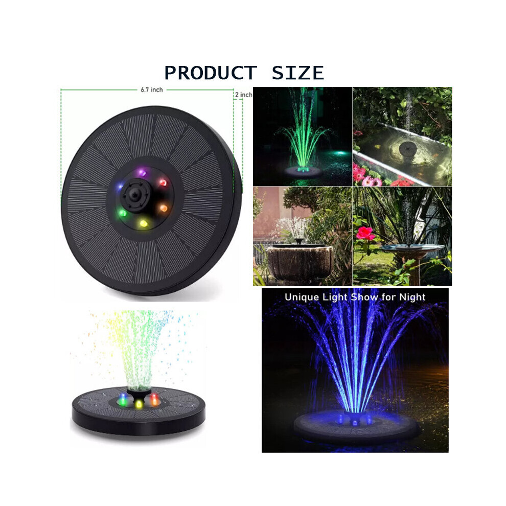 Solar Panel Powered Water Feature Plants Pump Garden Pool Pond Aquarium Fountain Water Pump with LED Lights