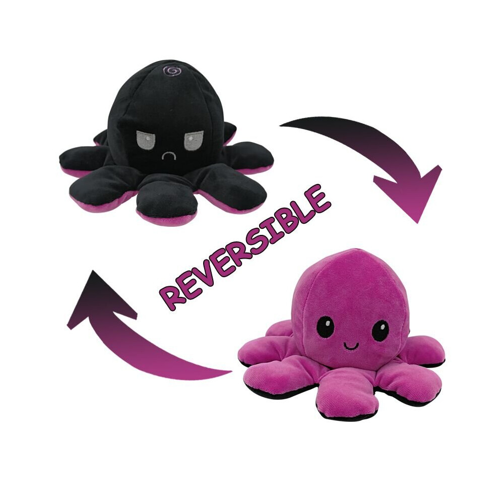 (Purple + Black) Double-Sided Flip Reversible Octopus Plush Toy