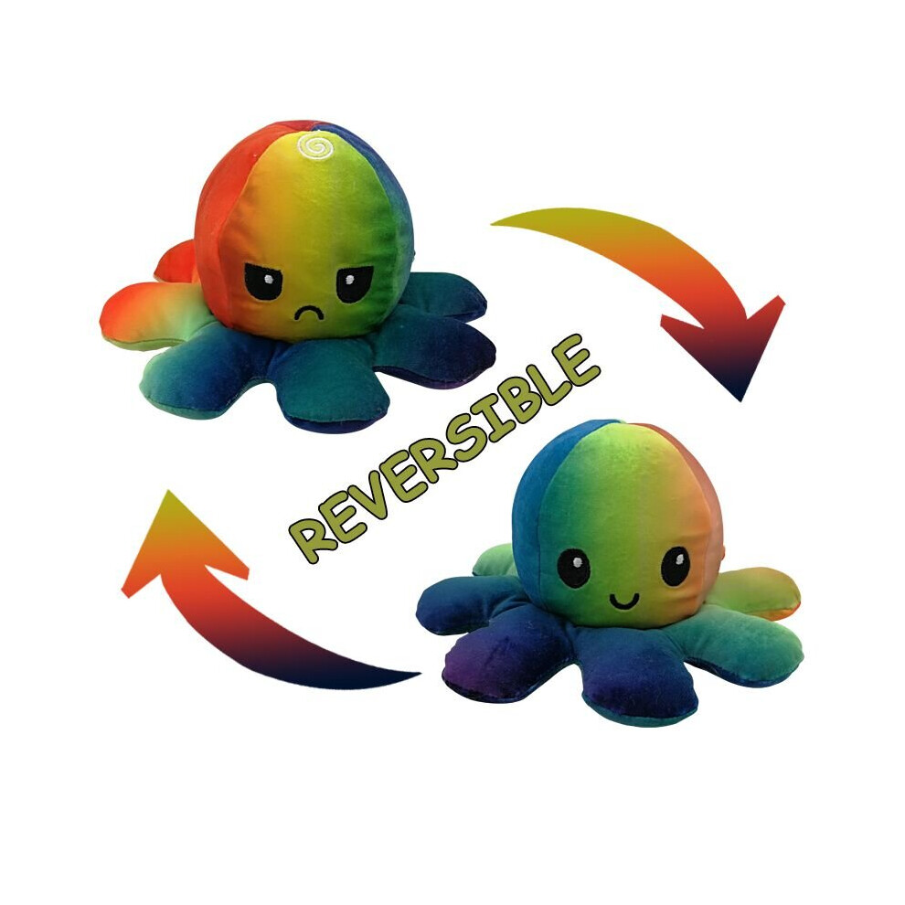 (Multi Color + Multi Color) Double-Sided Flip Reversible Octopus Plush Toy