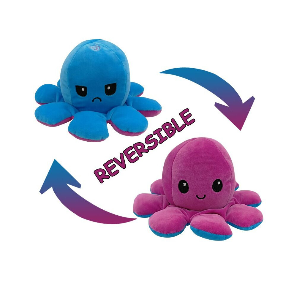 (Purple + Blue) Double-Sided Flip Reversible Octopus Plush Toy
