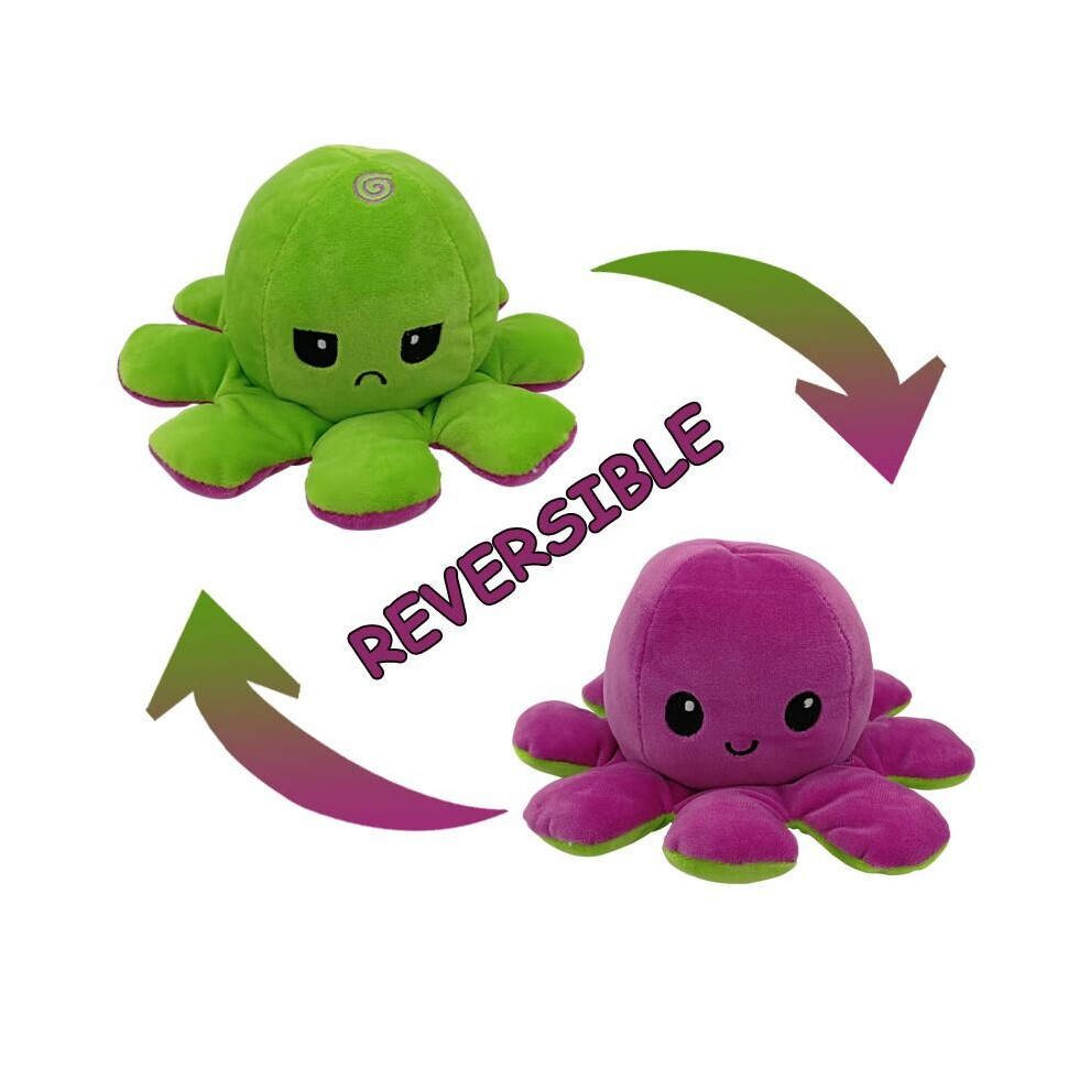 (Purple + Green) Double-Sided Flip Reversible Octopus Plush Toy