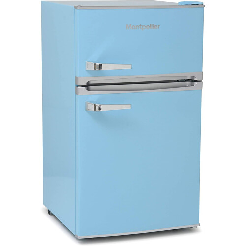 Montpellier Under Counter Retro Fridge Freezer Pastel Blue on OnBuy