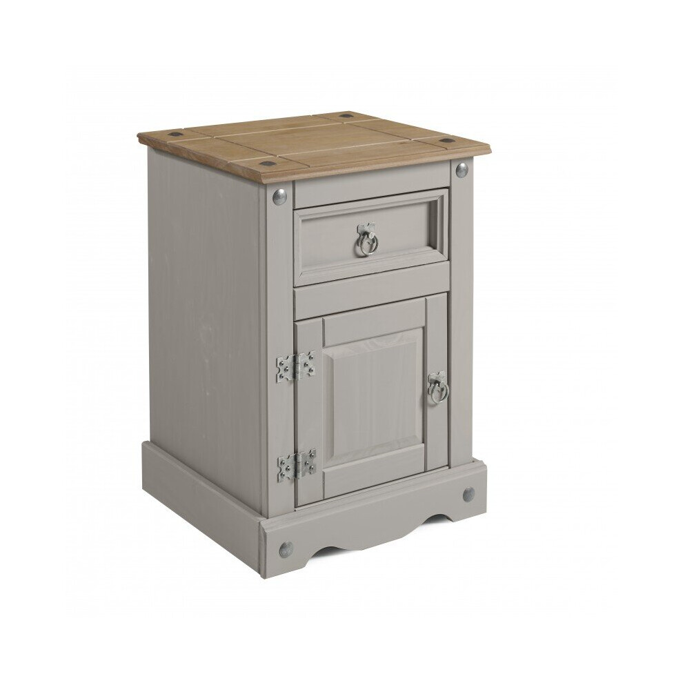 Corona Grey Wax Medium Pot Cupboard Bedside Solid Bedroom Furniture