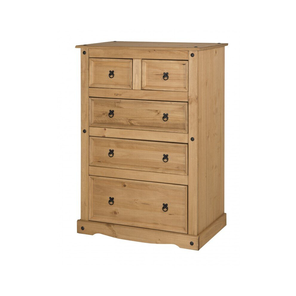Corona 3 + 2 Drawer Chest Solid Pine Bedroom Furniture