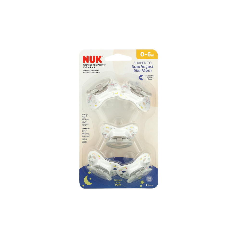 NUK, Orthodontic Pacifier Value Pack, Animals, 0-6 Months, 5 Pack