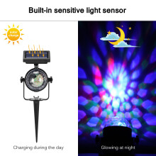 Solar LED Moving Colour Changing Rotating RGB Spotlight Garden Party Stage Light
