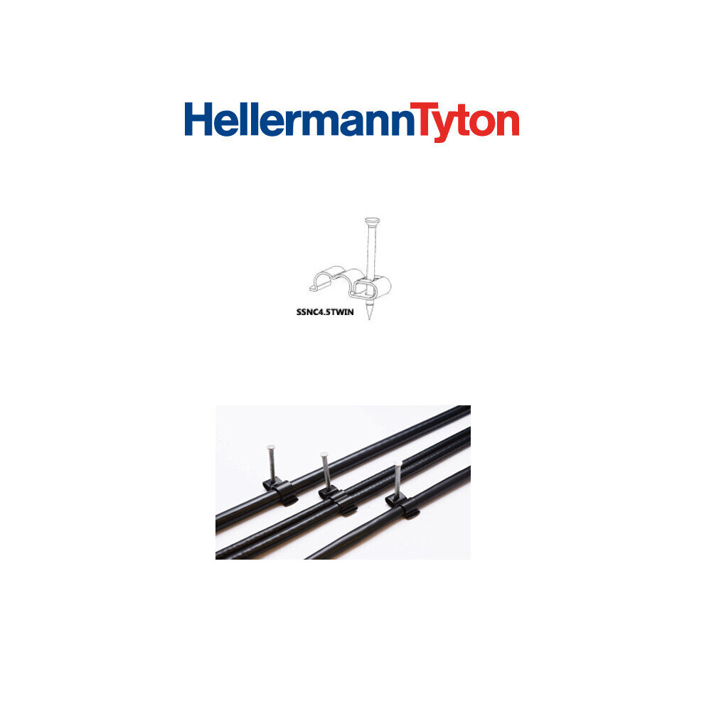 100 X Black Metal Cable Clips Hellermanntyton Twin 4.5Mm Shotgun Wf65/Ct63 7626015875087