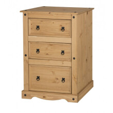 Corona 3 Drawer Wide Chest Of Drawers Solid Wood Pine Wooden Bedroom