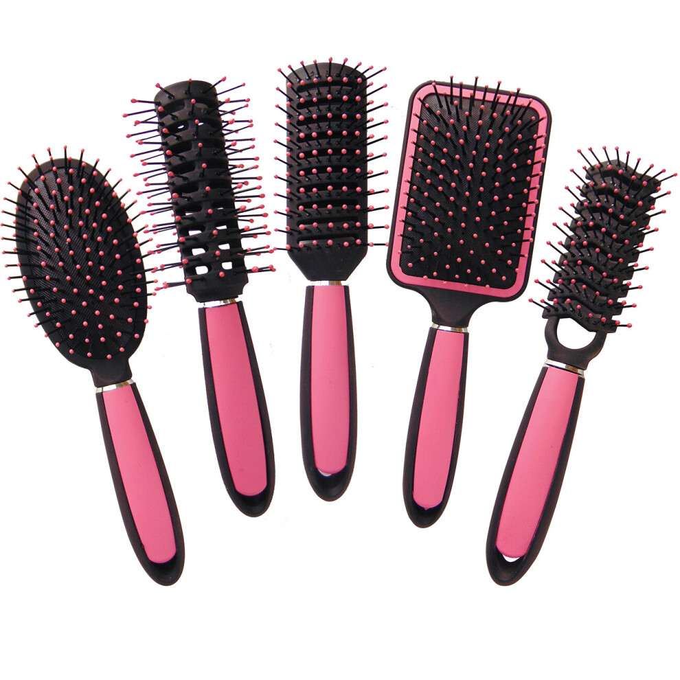 5pk Hair Brush Set | Includes a Paddle brush, Cushion , Zig Zag brush