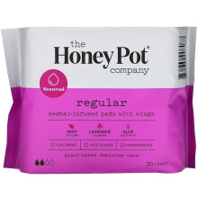 The Honey Pot Company, 20 Herbal-Infused Pads with Wings, Regular